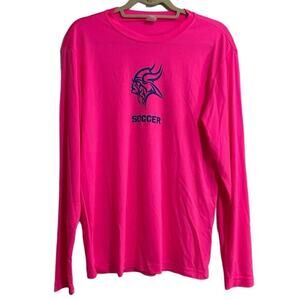 Sport-Tek Long Sleeve T-Shirt Women's Small Hot Pink‎ Soccer Viking